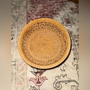 Small Vintage Rattan Mid-20th Century Wicker Boho Chic Catch all Basket